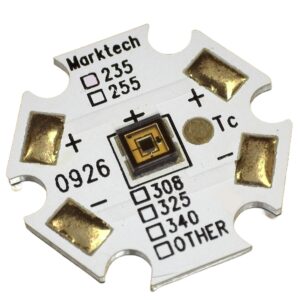 Image opf Deep UVC 235nm LED mounted on a metal-cored starboard for rapid prototype and design evaluation.