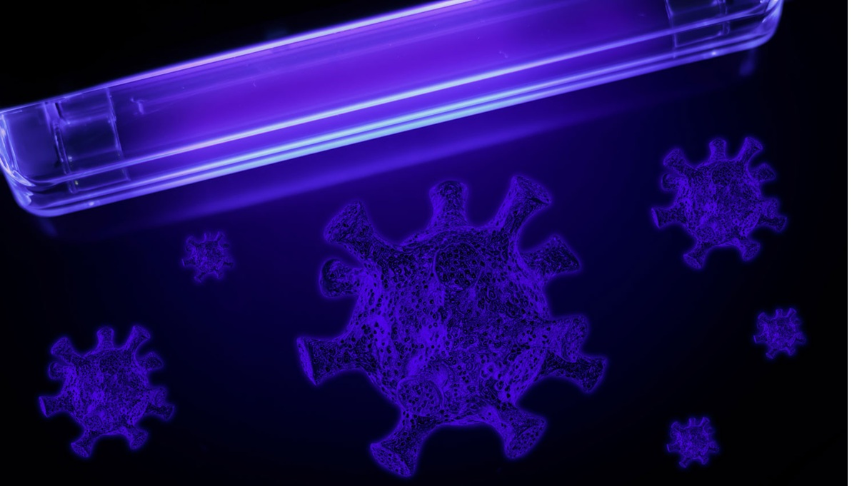 Image of viruses and blue illumination